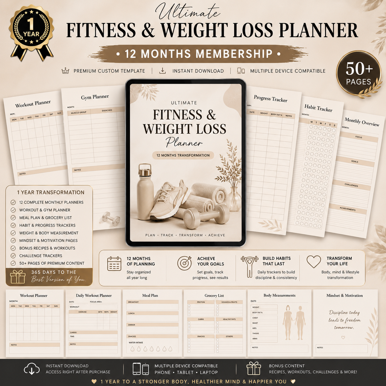 Ultimate Fitness & Weight Loss Planner – 1 Year Membership