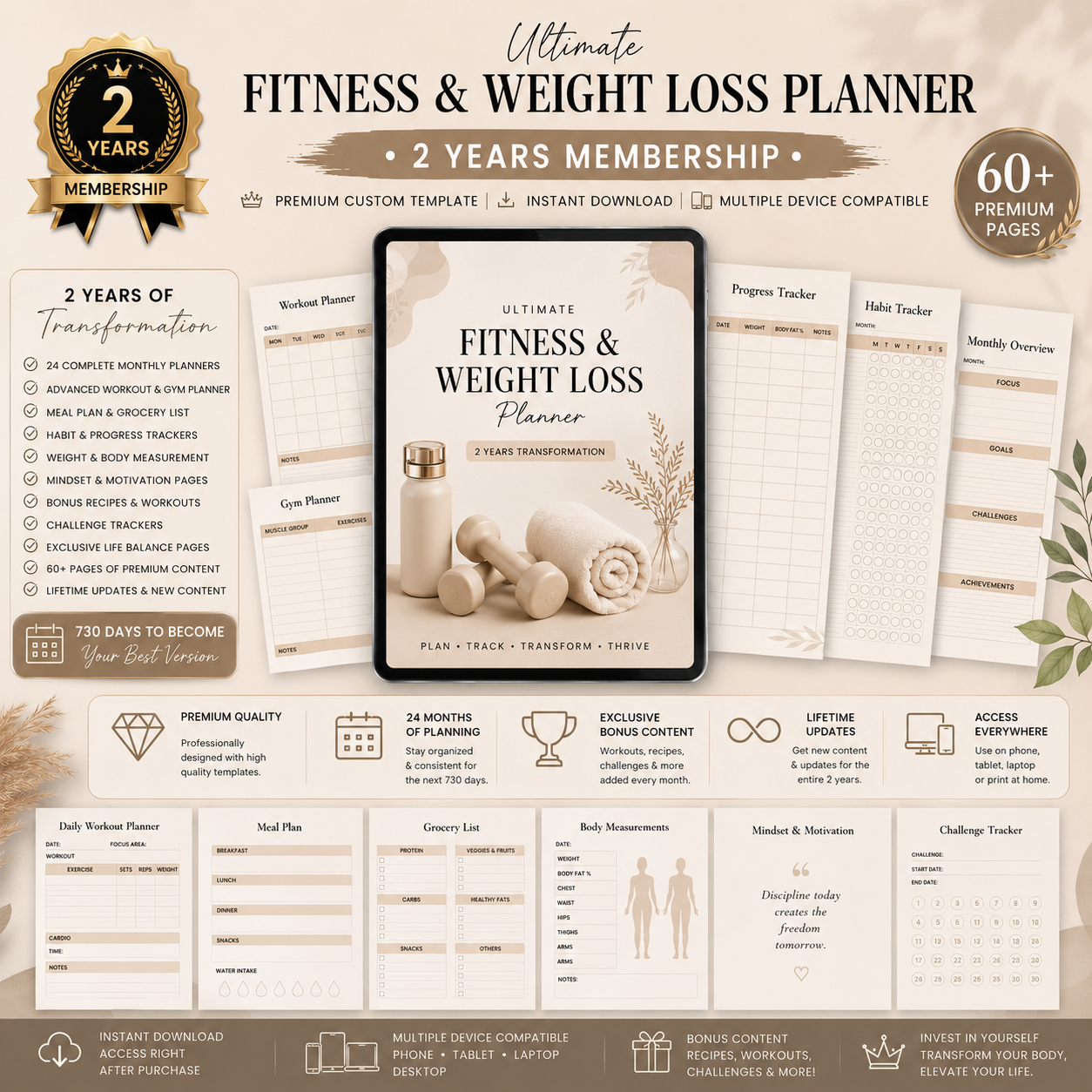 Ultimate Fitness & Weight Loss Planner – 2 Years Membership