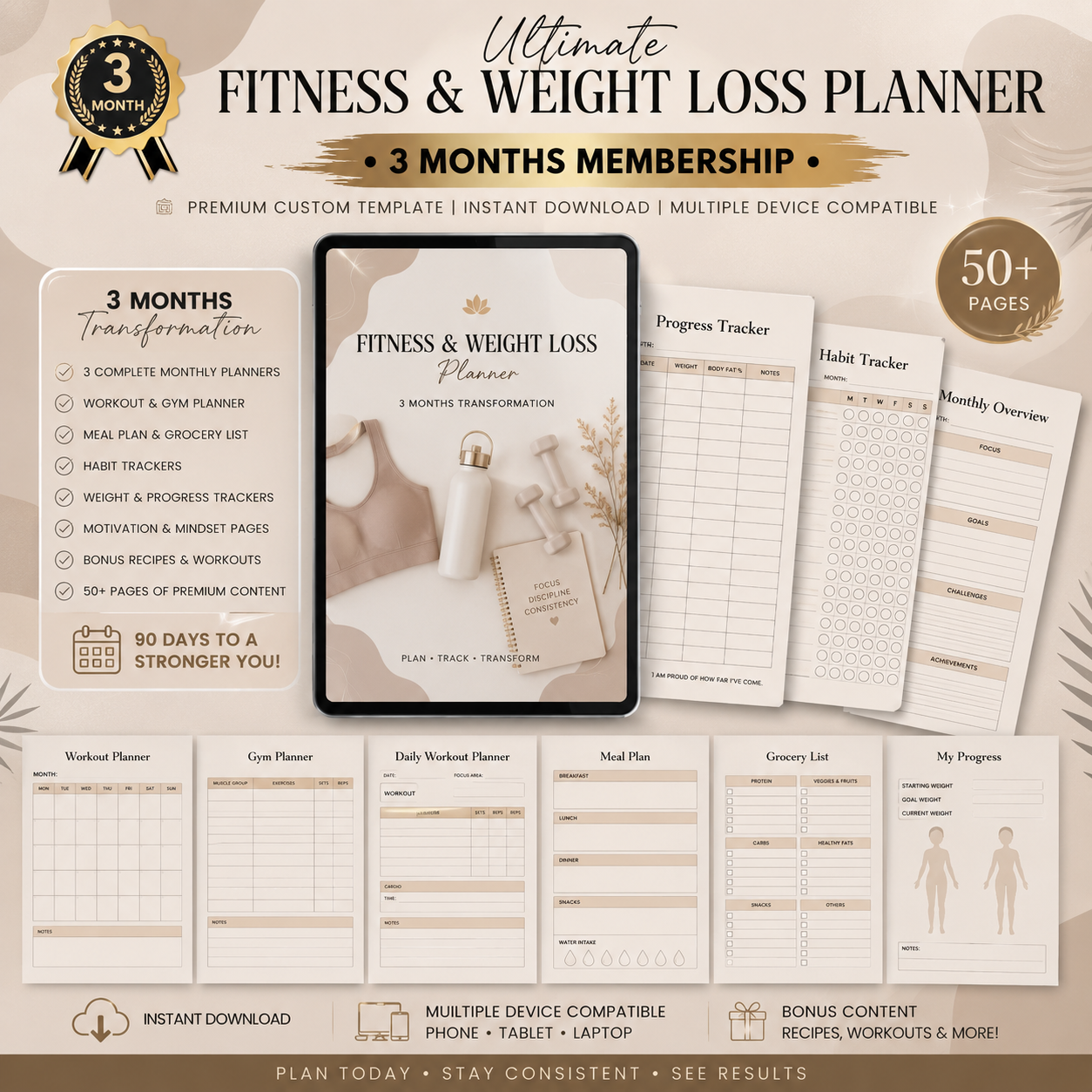 Ultimate Fitness & Weight Loss Planner – 3 Months Membership