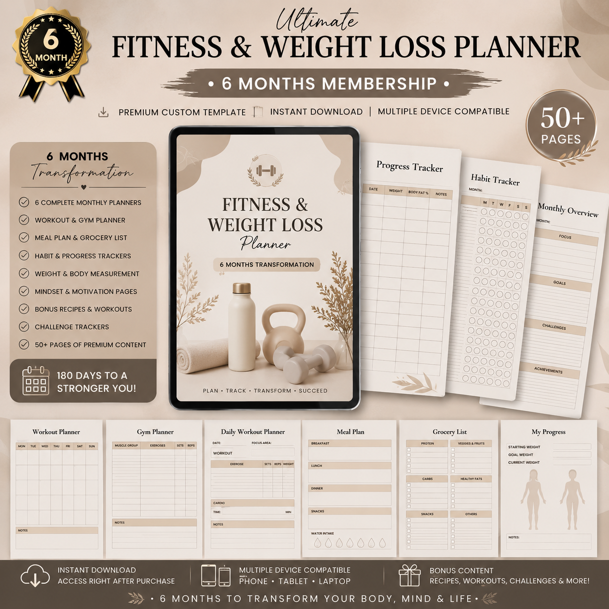 Ultimate Fitness & Weight Loss Planner – 6 Months Membership